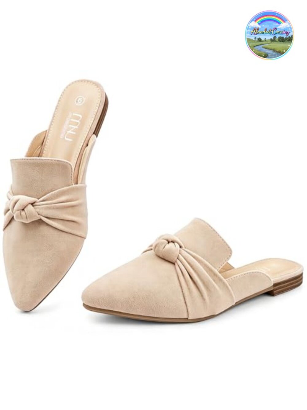 Pointed Toe Mules with Bow Knot Memory Foam Backless Loafers